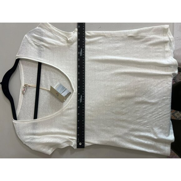Faherty Women's Linen Tate Tee NWT Sz L Cream Color w Spandex - Picture 5 of 5